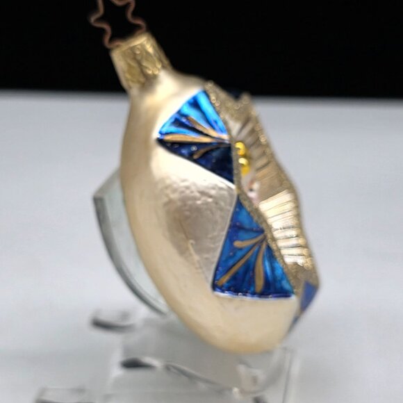 Inge Glas Round Indented Angel German Glass Christmas Ornament 3.5" - Picture 3 of 7